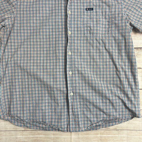 Chaps Men's Large Short Sleeve Button Down Shirt Plaid Easy Care Multicolor - Picture 9 of 10
